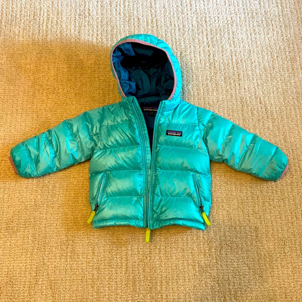 Turquoise 12-18 month Down Patagonia Puffy Coat
